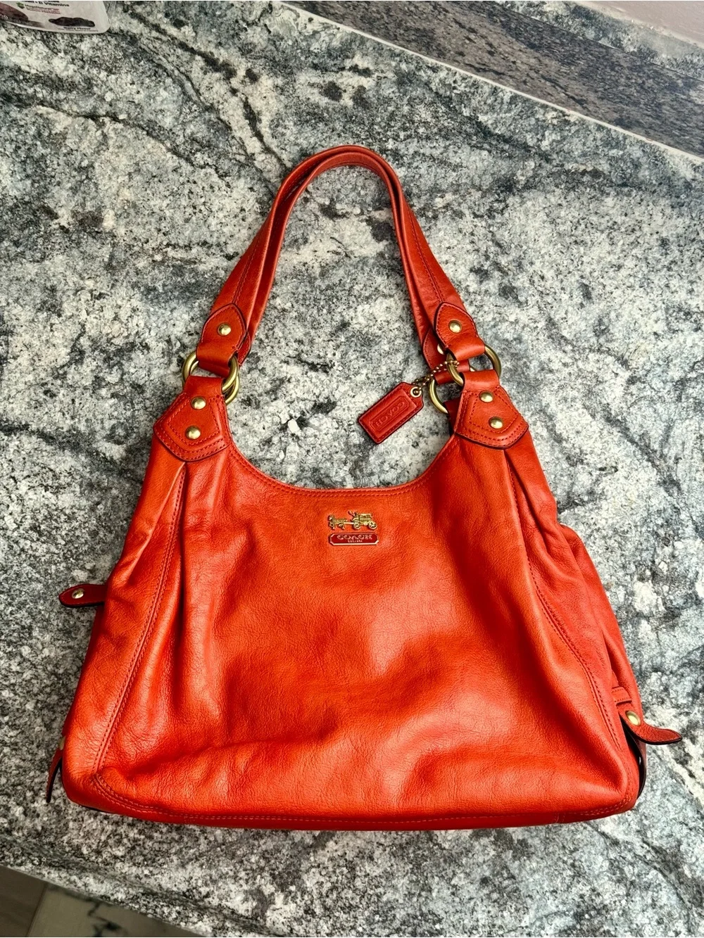 Coach Madison Maggie 14336 Orange Cervo Leather Hobo Shoulder Bag Y2K Vintage